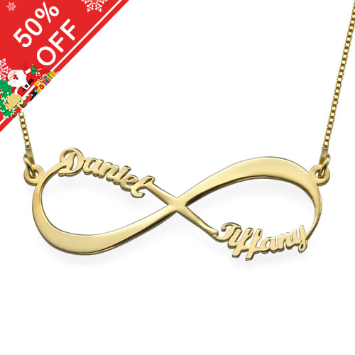 Collar Infinito Nombres Pareja Chapado en Oro 18k